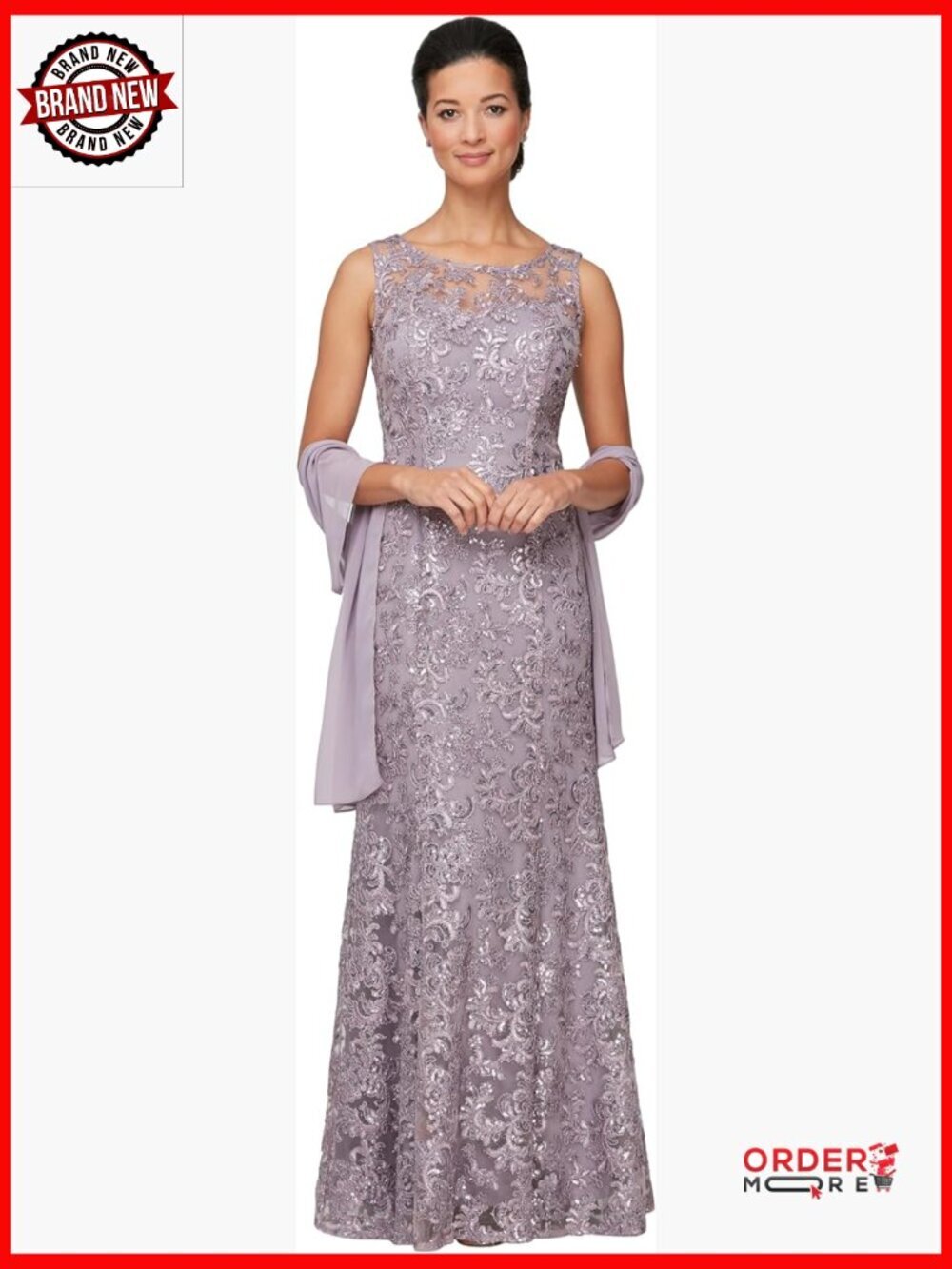 Mother of Bride Long Sleeveless Dress with Shawl Petite Regular